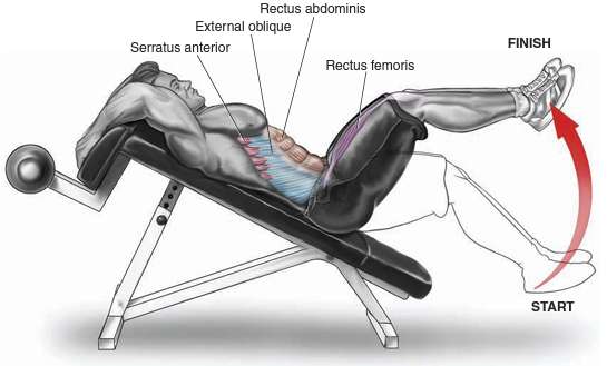 Leg Raises on an Incline Bench